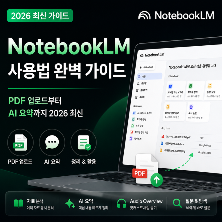 NotebookLM 사용법 완벽 가이드 | PDF 업로드부터 AI 요약까지 2026 최신
