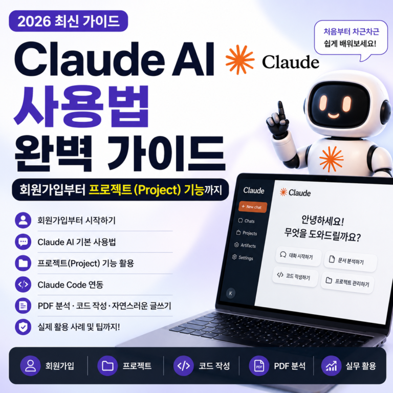 Claude AI 사용법 완벽 가이드 (2026 최신) | 회원가입부터 프로젝트(Project) 기능까지