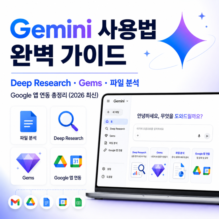 Gemini 사용법 완벽 가이드 Deep Research Gems 파일 분석 Google 앱 연동