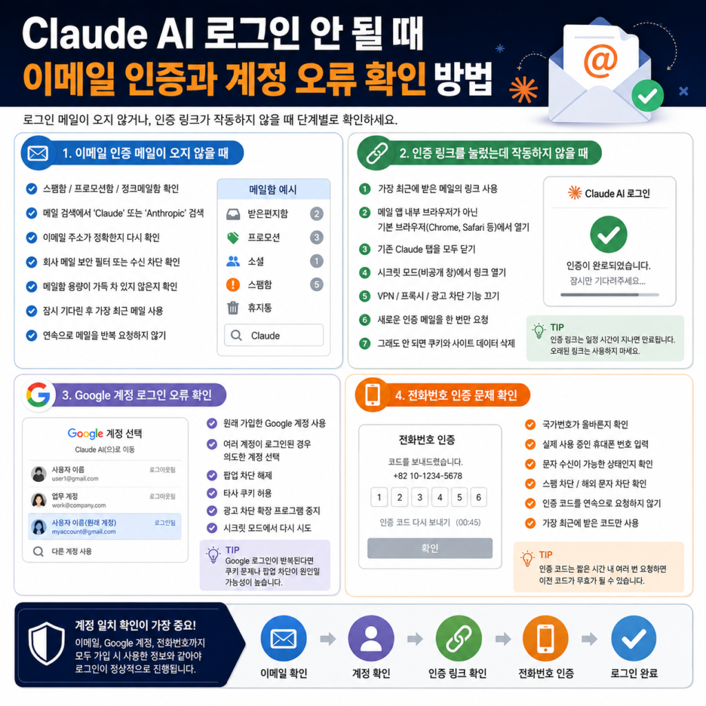 Claude AI 로그인 안 될 때 이메일 인증과 계정 오류 확인