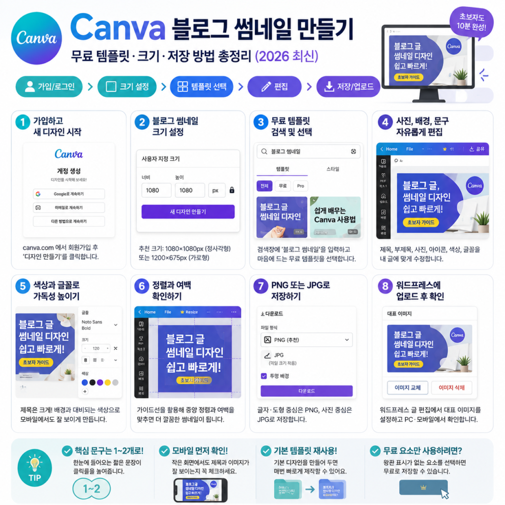 Canva 블로그 썸네일 만들기 글꼴 색상 문구 배치 방법