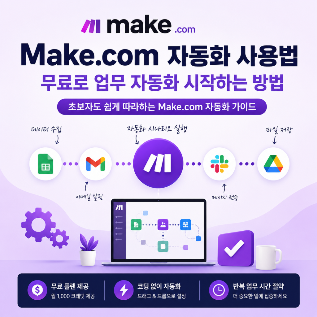 Make.com 자동화 사용법 새 시나리오 생성 화면