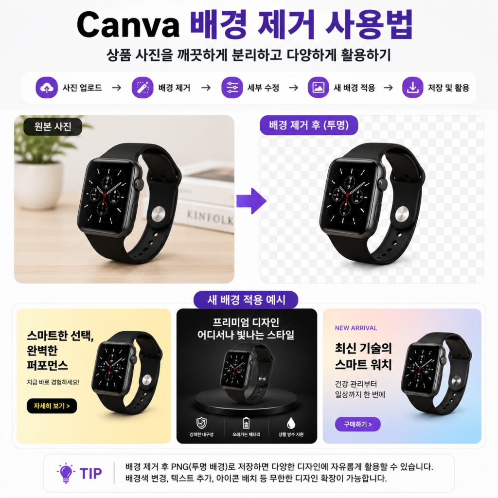 Canva 배경 제거 사용법 상품 사진과 투명 PNG 활용 예시