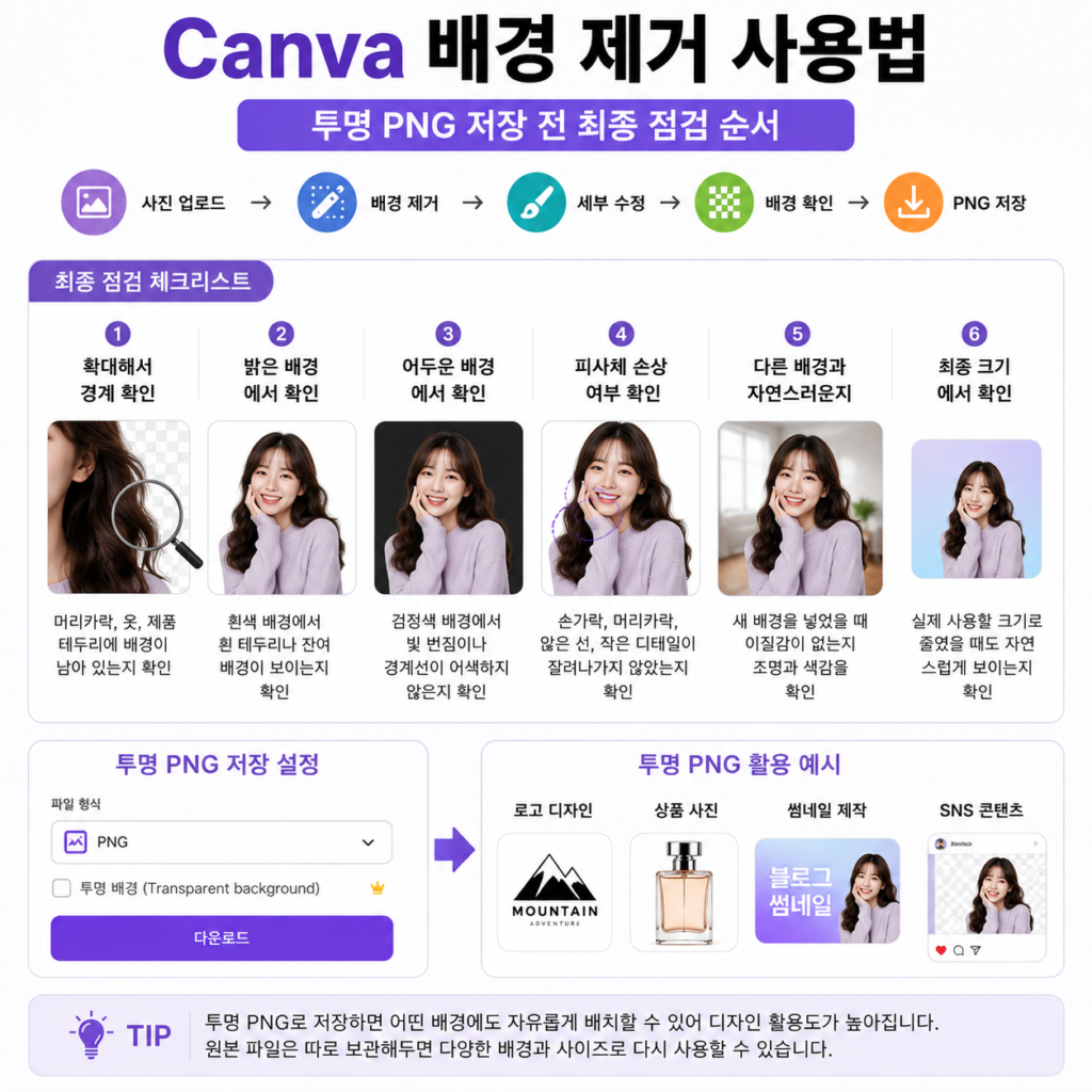Canva 배경 제거 사용법 투명 PNG 저장 전 최종 점검 순서