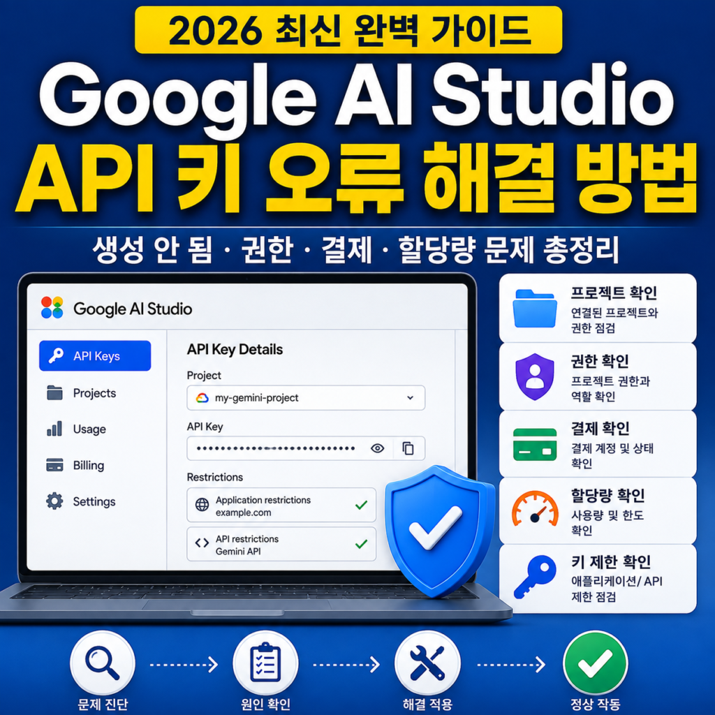 Google AI Studio API 키 오류 해결 방법 프로젝트 권한 제한 점검