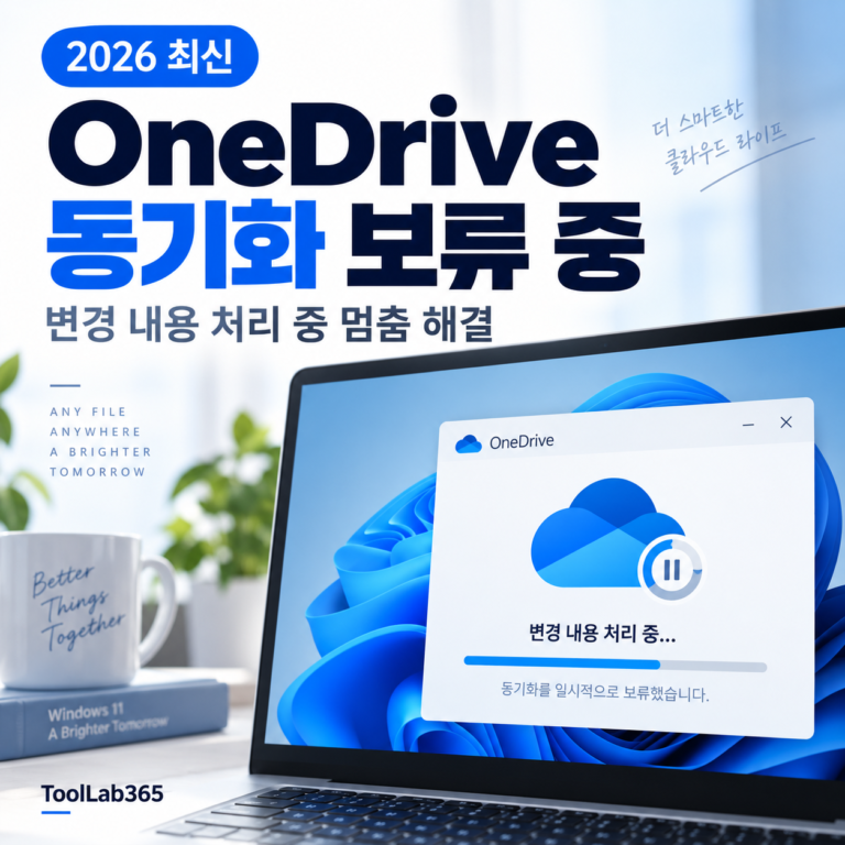 OneDrive 동기화 보류 중 변경 내용 처리 중 멈춤 해결 방법 안내