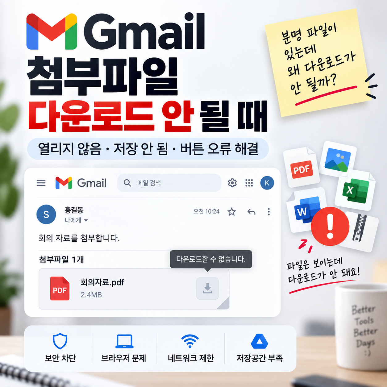 Gmail 첨부파일 다운로드 안 될 때｜열리지 않음·저장 안 됨·버튼 오류 해결 (2026 최신)